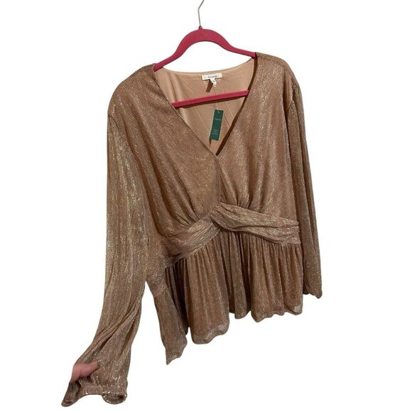 Maurices Women's 4X V-Neck Pink Shimmer Blouse NWT Long Sleeve - Picture 3 of 5